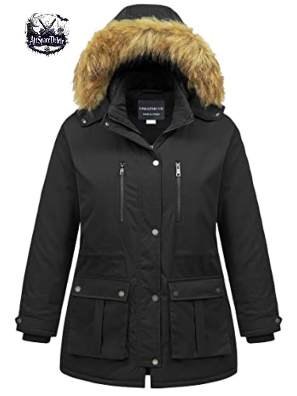 Plus Size Waterproof Long Puffer Parka Winter Coat with Fur Hood